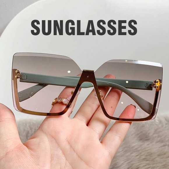 OVERSIZED FASHION GLASSES Ladies Rimless Sunglasses Trend Driver Driving Glasses - Picture 1 of 4